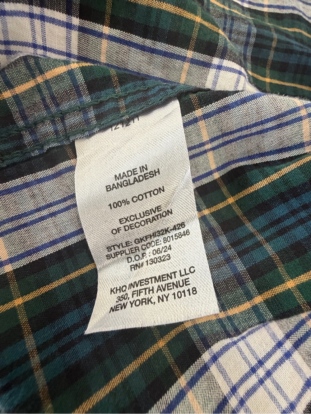 GAP Kids Boys Plaid Flannel Button Down Shirt Green White Size Large 10/12 - Picture 4 of 4